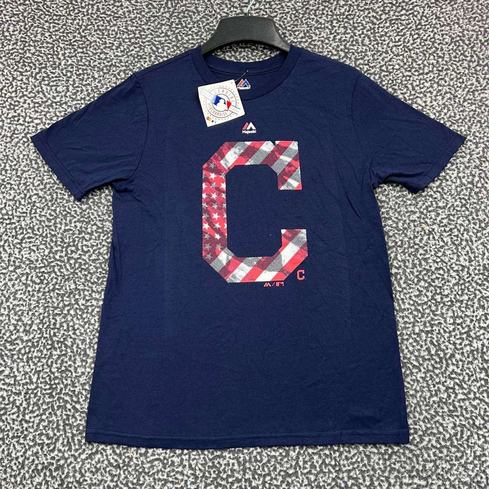 Cleveland Indians Guardians Shirt Youth Large 14-16 Majestic Short Sleeve‎ New L